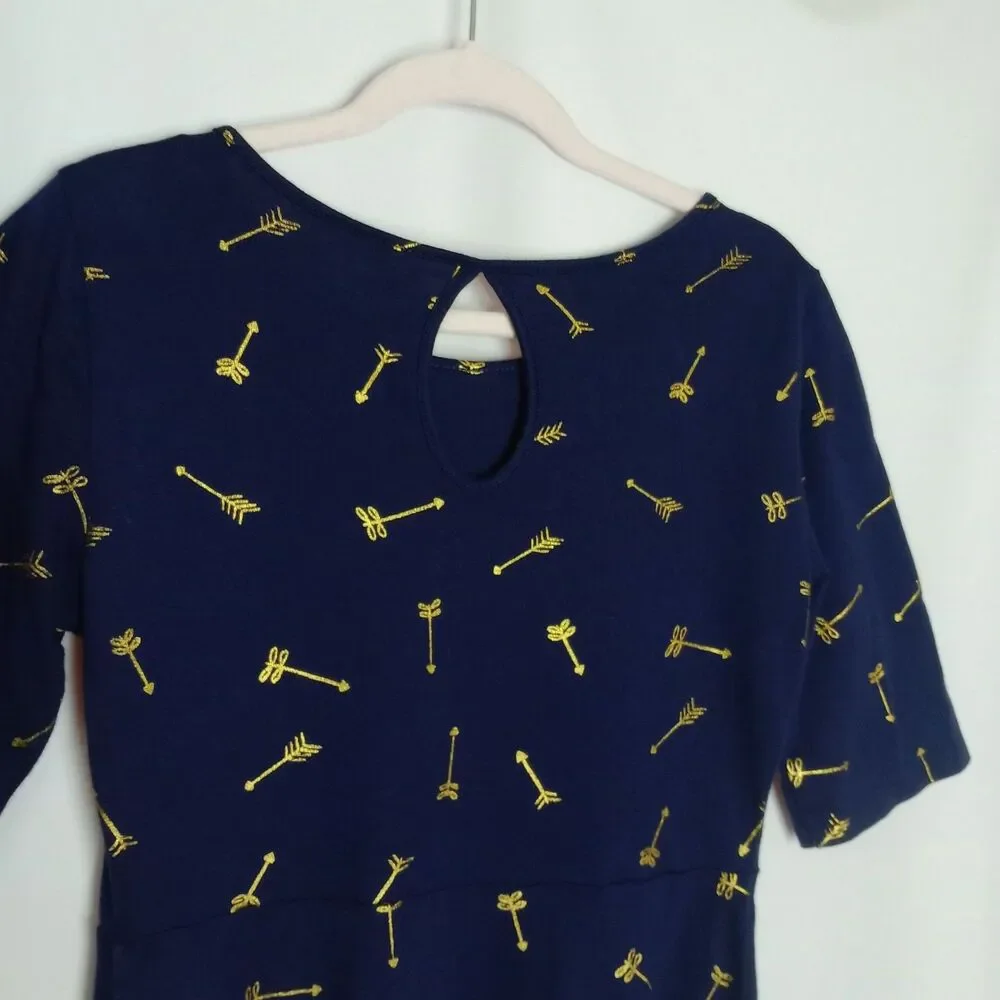 Old Navy T-Shirt Swing Dress Short Slve Navy Blue Pullover Midi Youth Girls Med